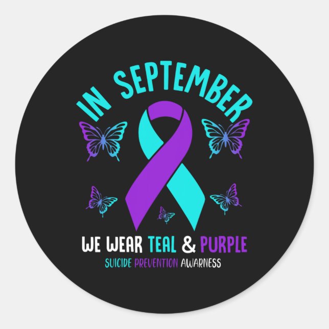 Adesivo Em Setembro, Vestimos Suicídio De Fita Roxal Teal  (Frente)