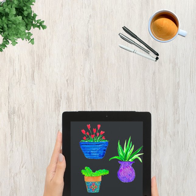 Adesivo Embalagem Botânica de Plantas Vedadas por Aquarela (Criador carregado)