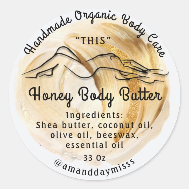 Adesivo Embalagem com cuidado com bálamo de manteiga corpo (Frente)