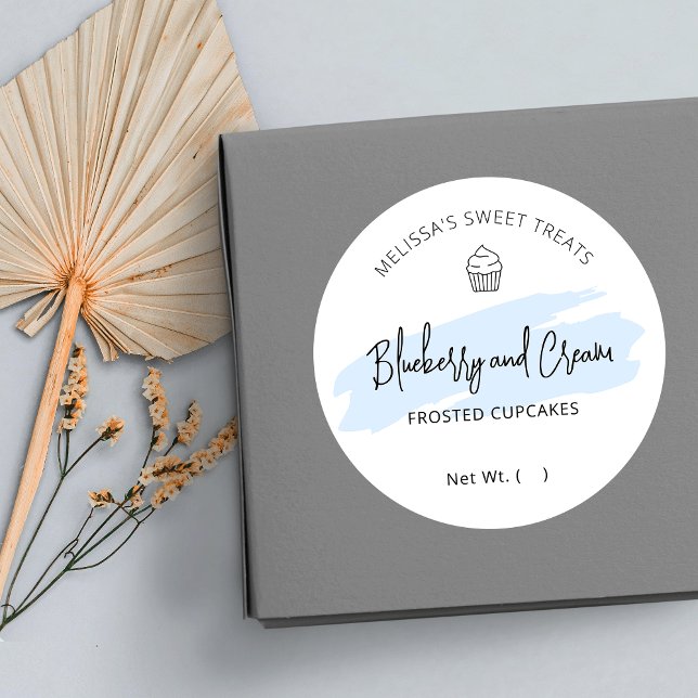 Adesivo Embalagem de Padaria Aquarela Azul Claro de Comida (Criador carregado)