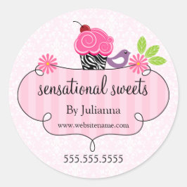 Adesivo Embalagem de panificação de Cupcake Whimsical Roun