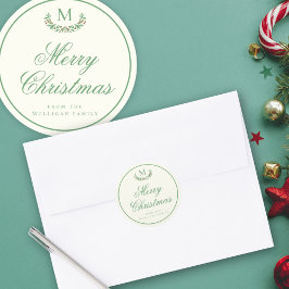Adesivo Embalagem de presente de monograma de Natal elegan