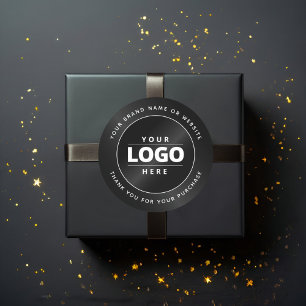 Adesivo Embalagem Empresarial Logotipo Preto Minimal Luxo