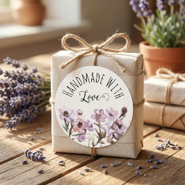 Adesivo Embalagem Floral Feita à Mão com Amor