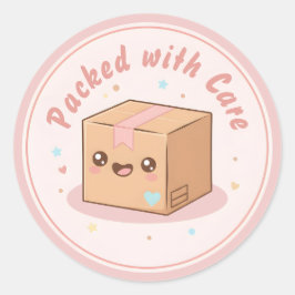 Adesivo Embalagem Kawaii Fofa "Embalado com Carinho"