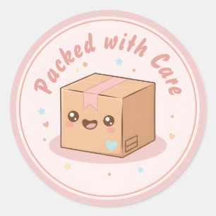 Adesivo Embalagem Kawaii Fofa "Embalado com Carinho"