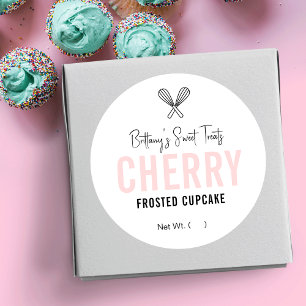 Adesivo Embalagem para Cupcake rosa feminina moderna
