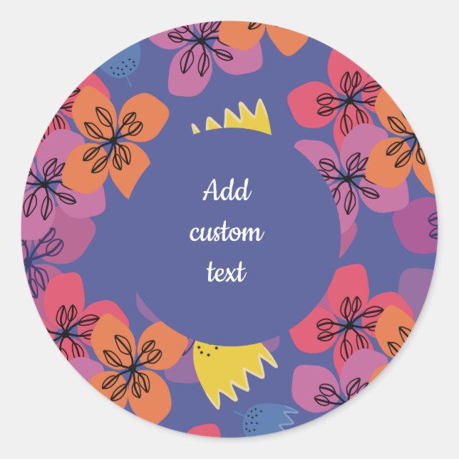 Adesivo Embalagem personalizada de flores azuis florais (Frente)