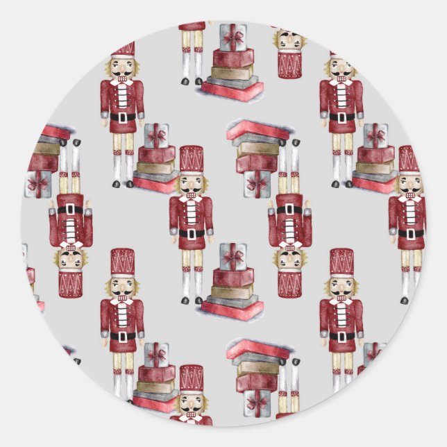 Adesivo Embalagens de Noz Vermelho Natal Aquarela (Frente)