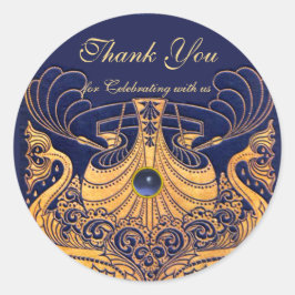 Adesivo Embarcação Antica, Golfinhos, Dourado, Azul Marinh