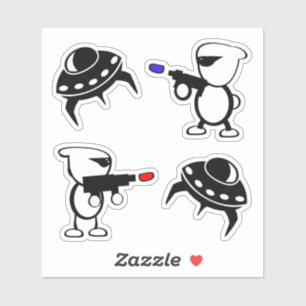 Adesivo Embarcação espacial e Aliens com Armas a Laser