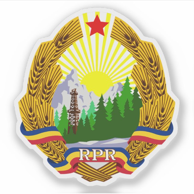 Adesivo emblem da República da Romênia da pessoas (1952-19 (Frente)