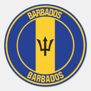 Adesivo Emblem redonda de Barbados