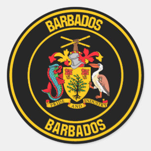 Adesivo Emblem redonda de Barbados