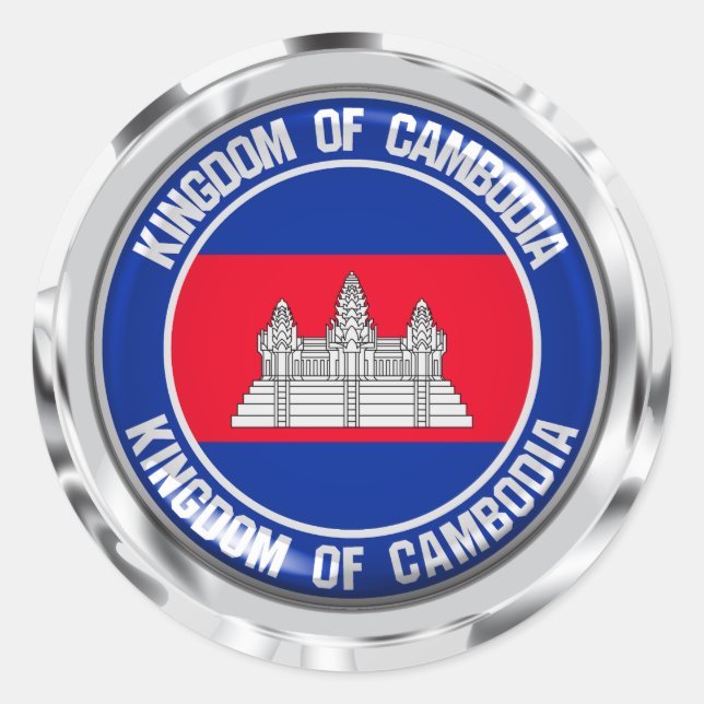 Adesivo Emblem redonda do Camboja (Frente)
