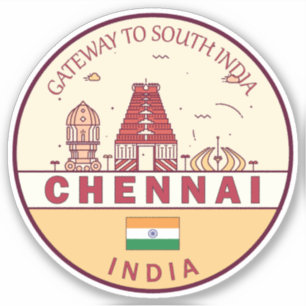Adesivo Emblem Skyline Cidade de Chennai Índia