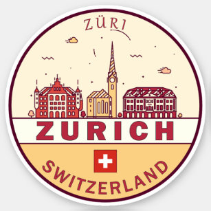 Adesivo Emblem Skyline Cidade Suiça de Zurique