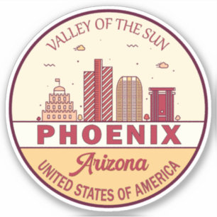 Adesivo Emblem Skyline da Cidade de Phoenix Arizona