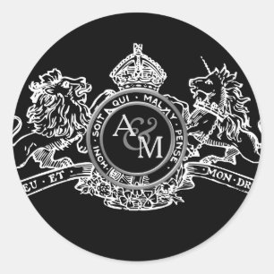 Adesivo Emblema branco preto do casamento da coroa do