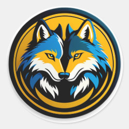 Adesivo Emblema Circular com Logotipo do Lobo Ousado