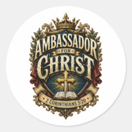 Adesivo Emblema Cristão Versículo Bíblico Embaixador de Cr
