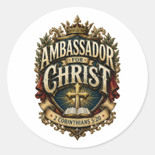 Adesivo Emblema Cristão Versículo Bíblico Embaixador de Cr