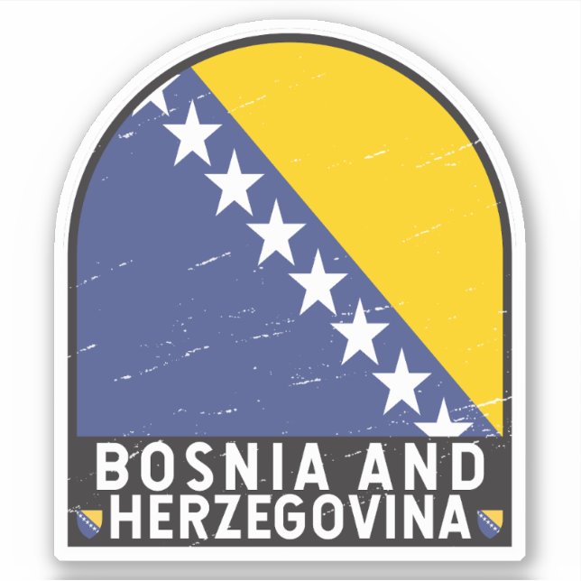 Adesivo Emblema da Bandeira da Bósnia e Herzegovina Afetad (Frente)