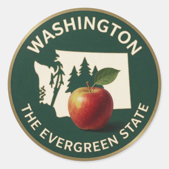 Adesivo Emblema da Maçã de Washington 🍎 (Frente)
