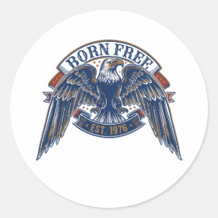 Adesivo Emblema de Águia com Faixa Born Free, Águia Majest