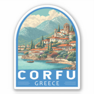 Adesivo Emblema de Arte de Viagem de Corfu Grécia