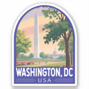 Adesivo Emblema de Arte de Viagem Washington DC