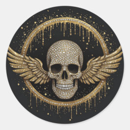 Adesivo ☠️ Emblema de Caveira com Auréola Dourada para Pre