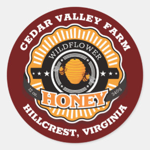 Adesivo Emblema de Colmeia Vermelho escuro de mel