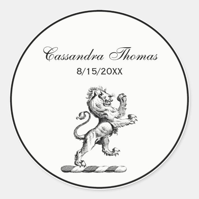 Adesivo Emblema de Crista com Leão Heráldico em Pé (Frente)