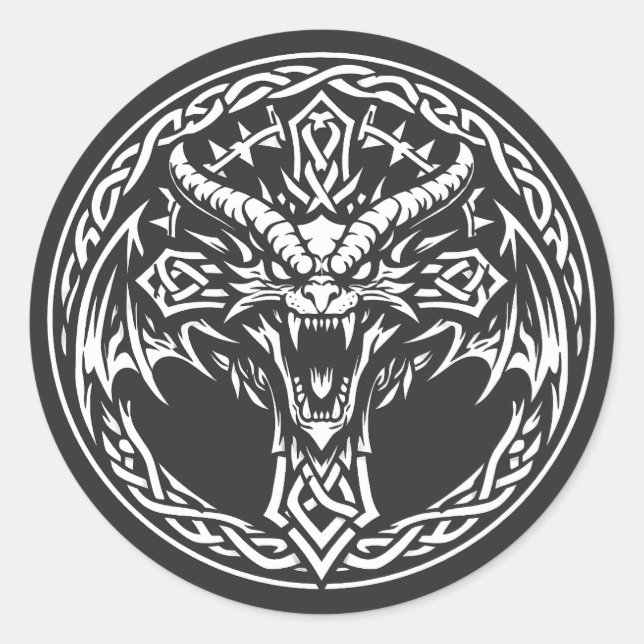 Adesivo Emblema de Dragão Celta por BurnsInHell (Frente)
