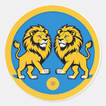 Emblema de Dupla de Leões Vibrantes Dentro do Círc