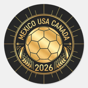 Adesivo Emblema de Futebol Dourado 2026   México EUA Canad