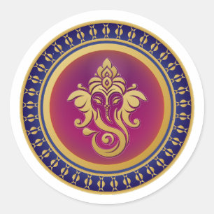 Adesivo Emblema de Ganesha Dourado Luxuoso Mandala Hindu A