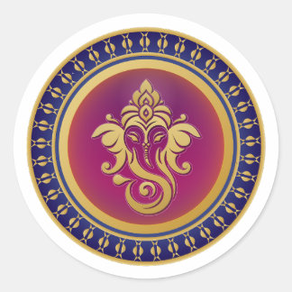 Adesivo Emblema de Ganesha Dourado Luxuoso Mandala Hindu A