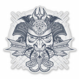 Adesivo Emblema de Leão Samurai Japonês