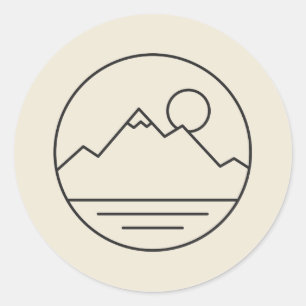 Adesivo Emblema de Linhas de Montanhas Mínimas e Lago