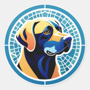 Adesivo Emblema de Logotipo de Cabeça de Cachorro Geométri