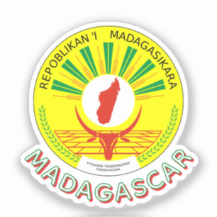 Adesivo Emblema de Madagascar com detalhe da bandeira