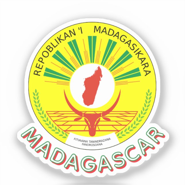 Adesivo Emblema de Madagascar com detalhe da bandeira (Frente)