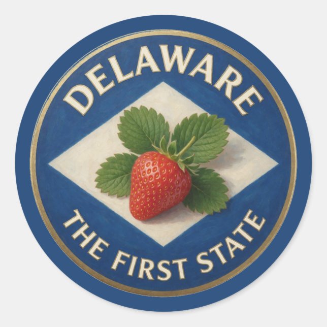 Adesivo Emblema de Morango de Delaware 🍓 (Frente)