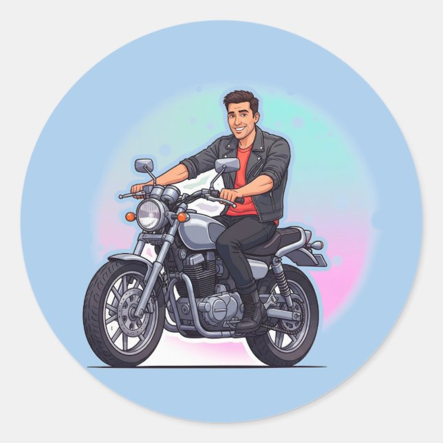Adesivo Emblema de Moto Clássica 🏍️ Retro Road Rider (Frente)