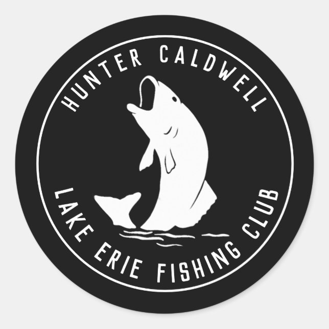 Adesivo Emblema de pesca personalizado preto (Frente)