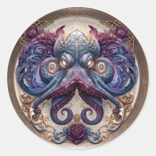 Adesivo Emblema de polvo Steampunk com rosas roxas