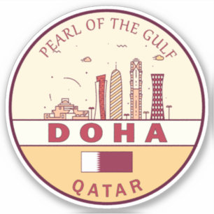 Adesivo Emblema de Skyline Cidade do Qatar de Doha