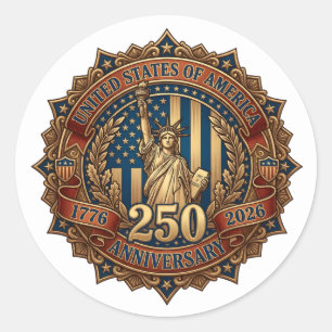 Adesivo Emblema do 250º Aniversário Americano em Homenagem